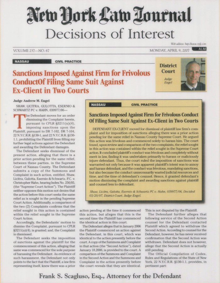 NEW YORK LAW JOURNAL DECISION